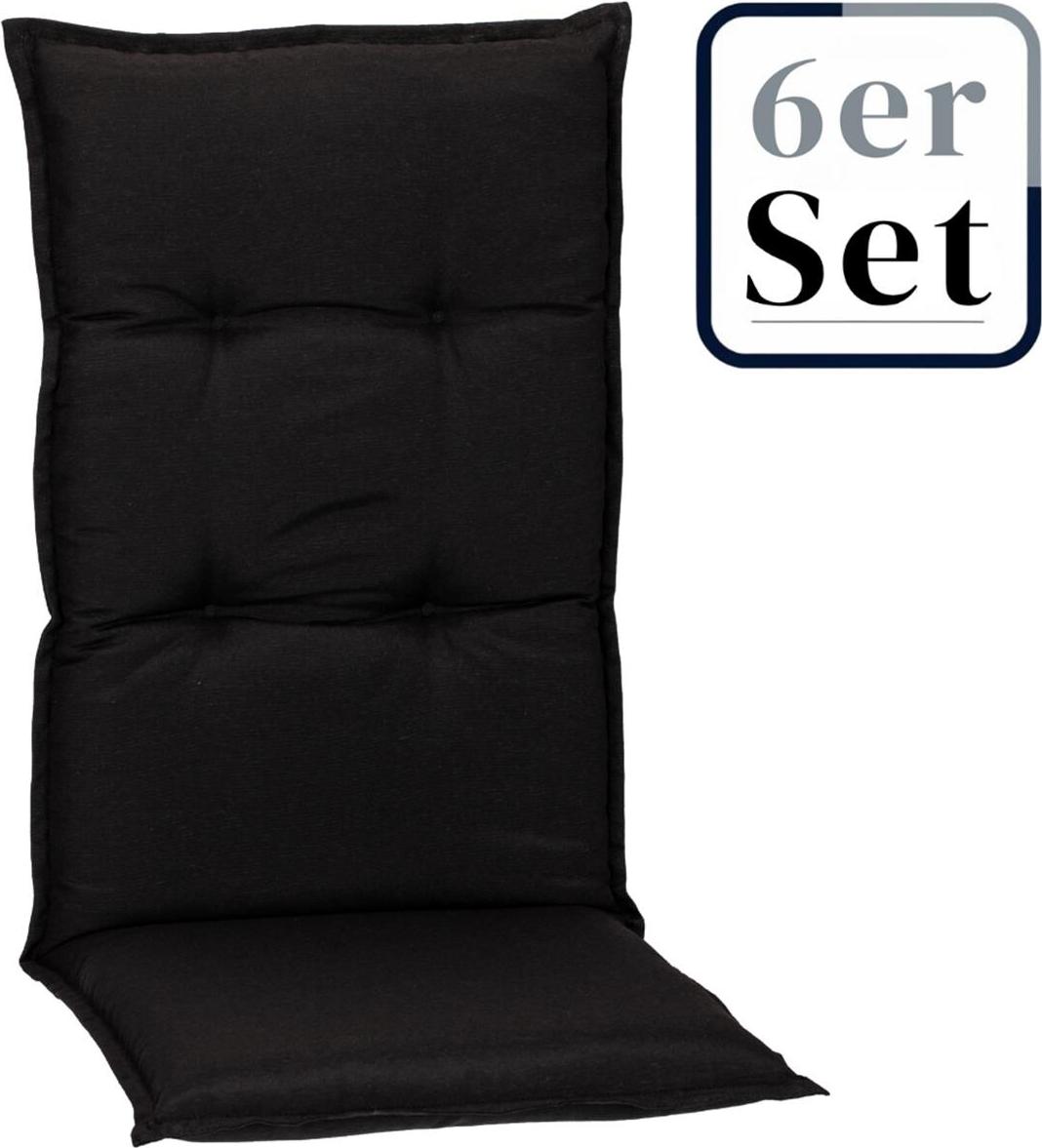 Green Spirit 6er Set Hochlehner Auflage Trabzon, Motiv - Uni, anthrazit, 118x46x8cm