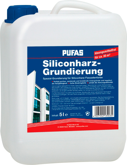 Siliconharz Grundierung - 5 Liter - PUFAS - für Siliconharz Fassadenfarbe 013903000