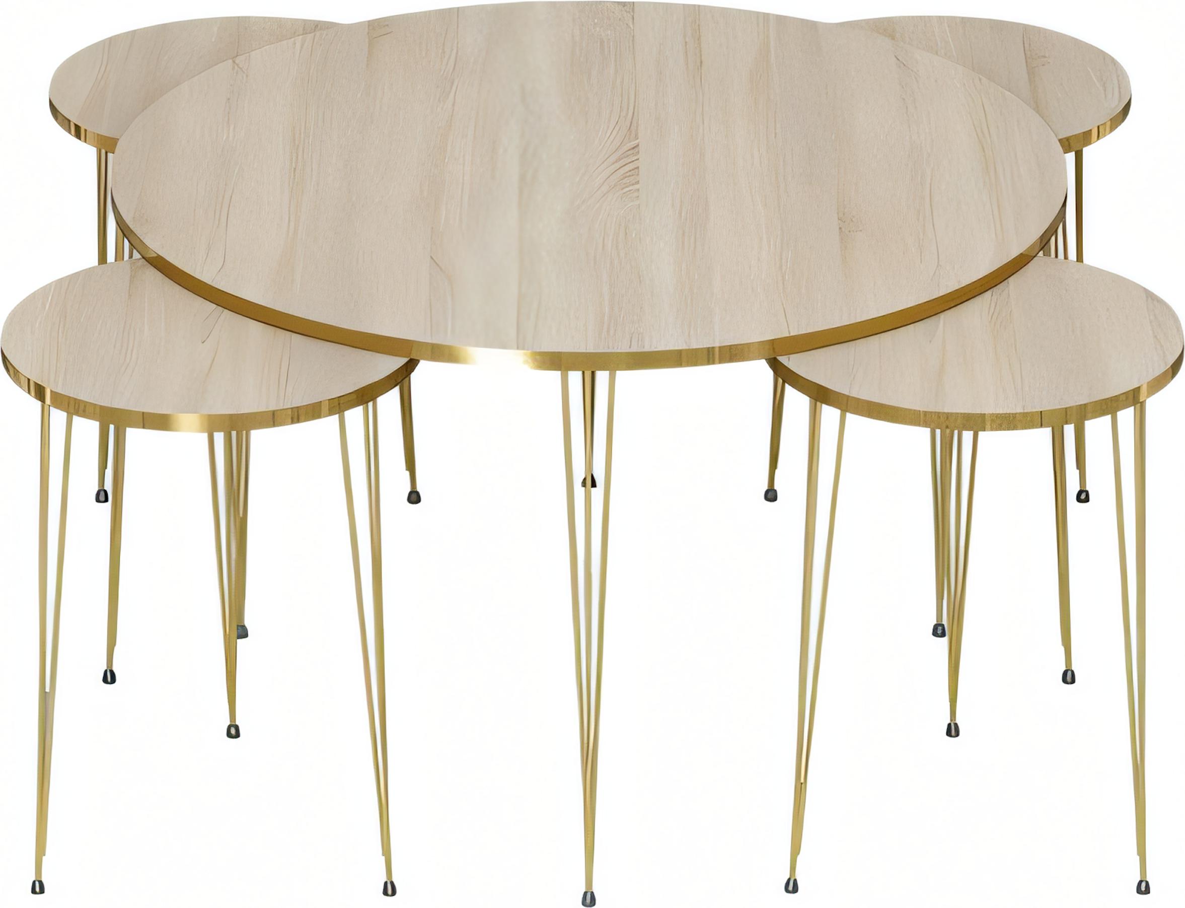 AEA Eleganter schwarzer Holz-Couchtisch mit Beistelltischen im modernen