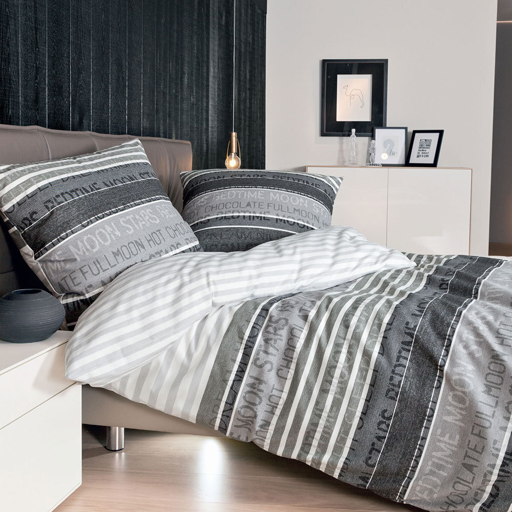 Original Janine Janine Design Feinbiber Bettwäsche-Garnitur Design DAVOS 6481 Farbe platin graphit-8 Größe 240x220 + 2x80x80 cm 6481-08-633