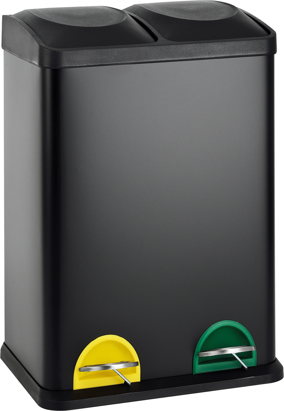 SVITA TC2X20 Kücheneimer Office 40L Trennmülleimer Mülltrennung Stahl Schwarz 92763