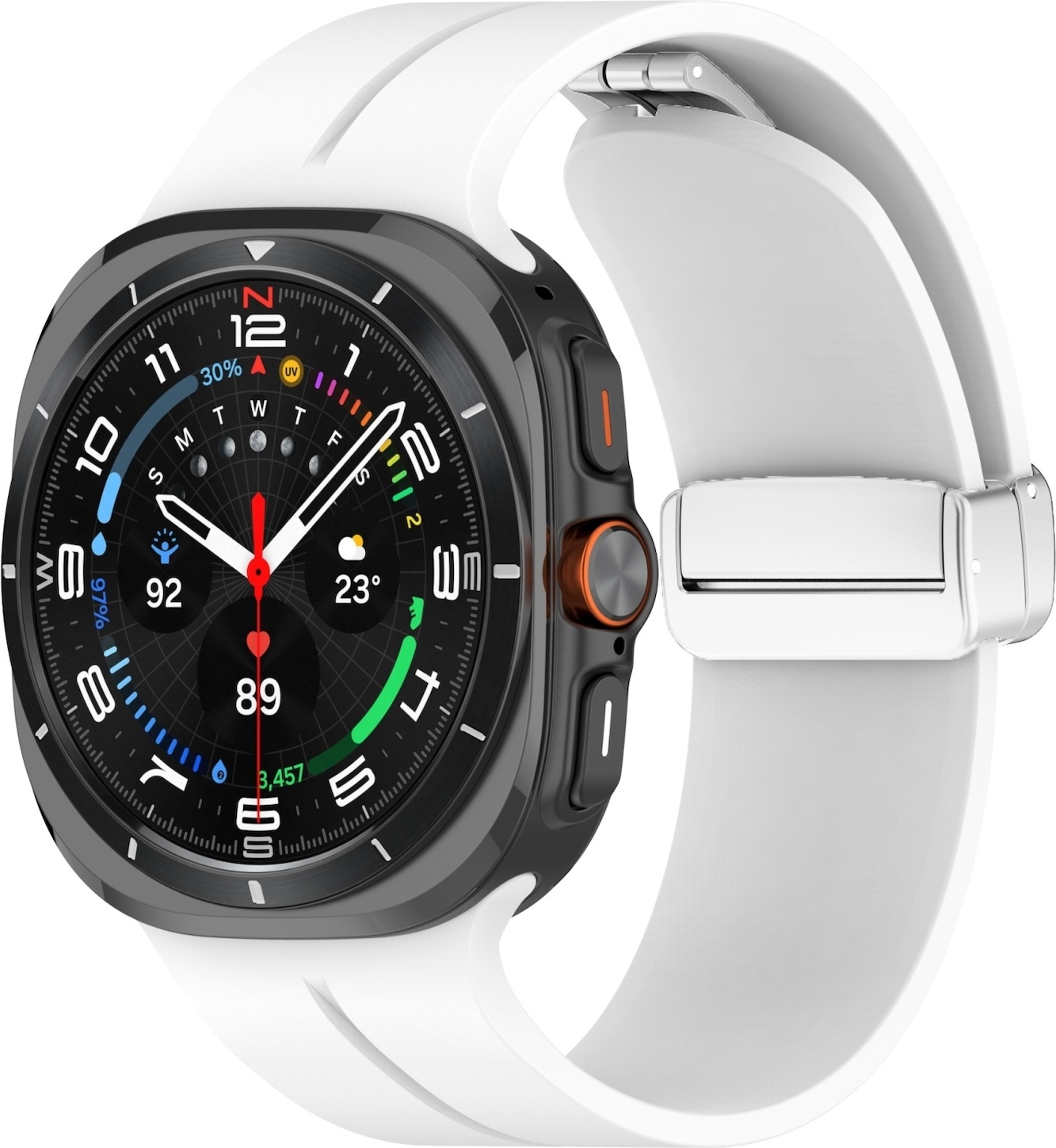 Pre Samsung Galaxy Watch Ultra 47mm Groove Silikónový remienok Magnetická pracka White