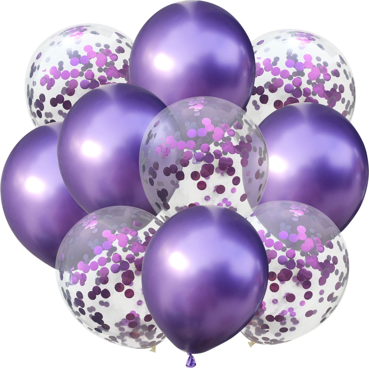 10-teiliges Konfetti & Metallic Luftballon-Set – Schwarz, 12 Zoll (30 Cm) Für Helium & Luft | Perfekt Für Geburtstage, Hochzeiten, JGA & Partys