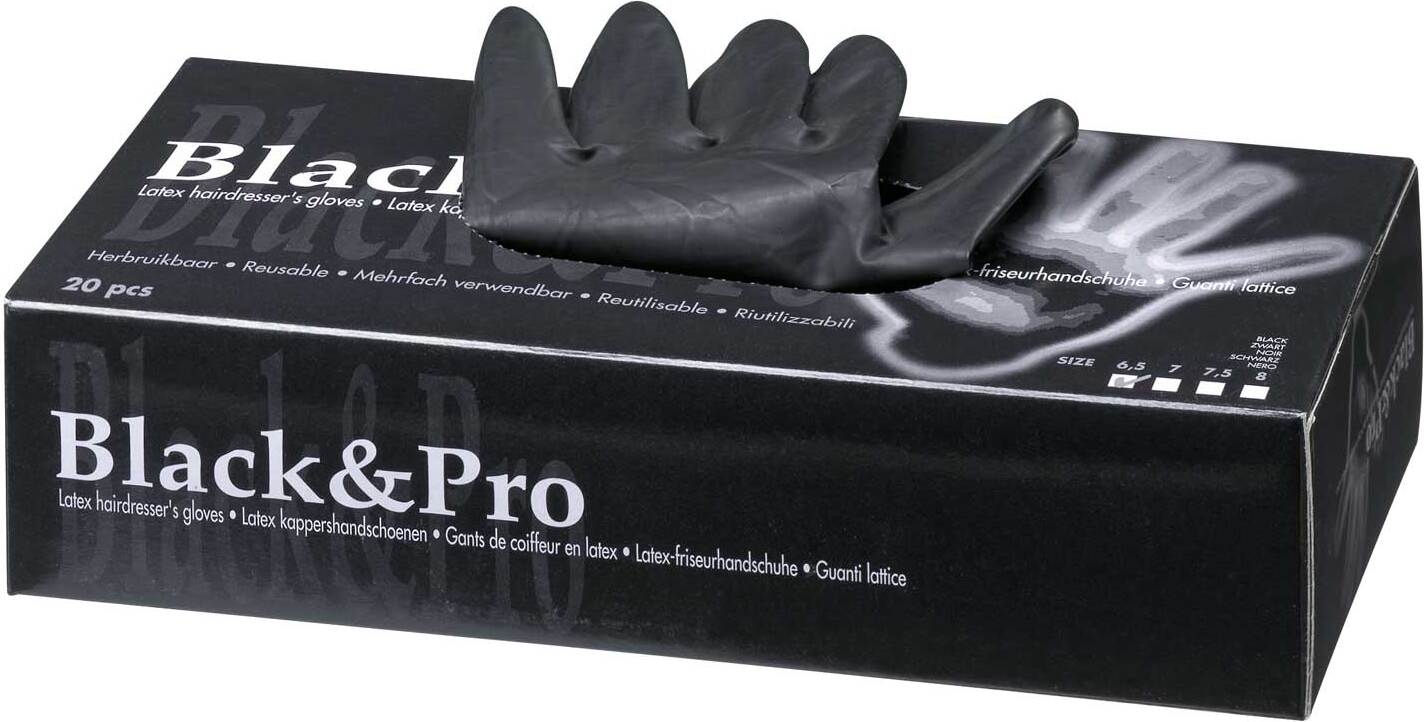 Sibel Black & Pro Latex-Handschuhe – Größe M, Schwarz, 20 Stück, Puderfrei & Wiederverwendbar
