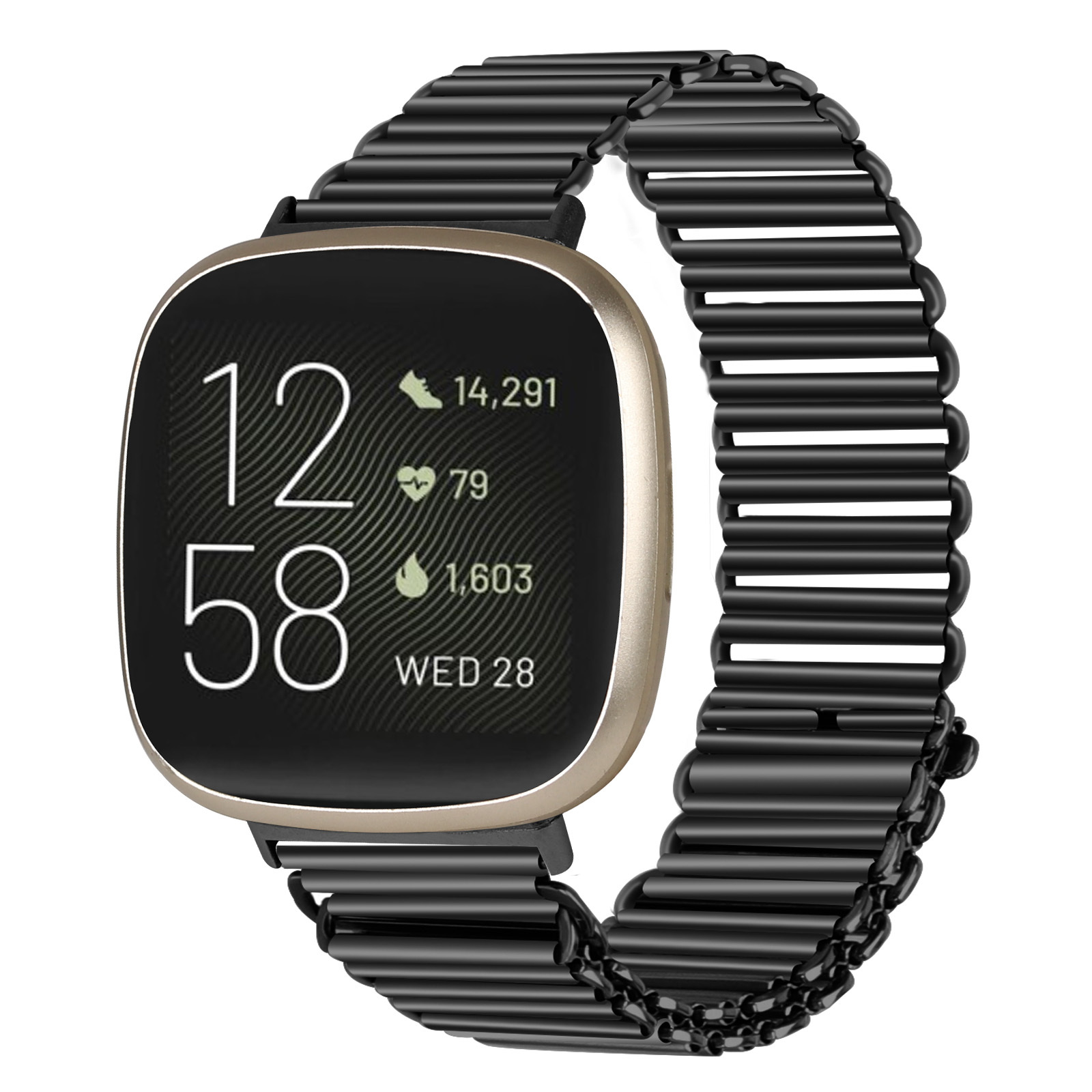 INF Remienok na hodinky z nehrdzavejúcej ocele pre Fitbit Sense/Versa 3 Black
