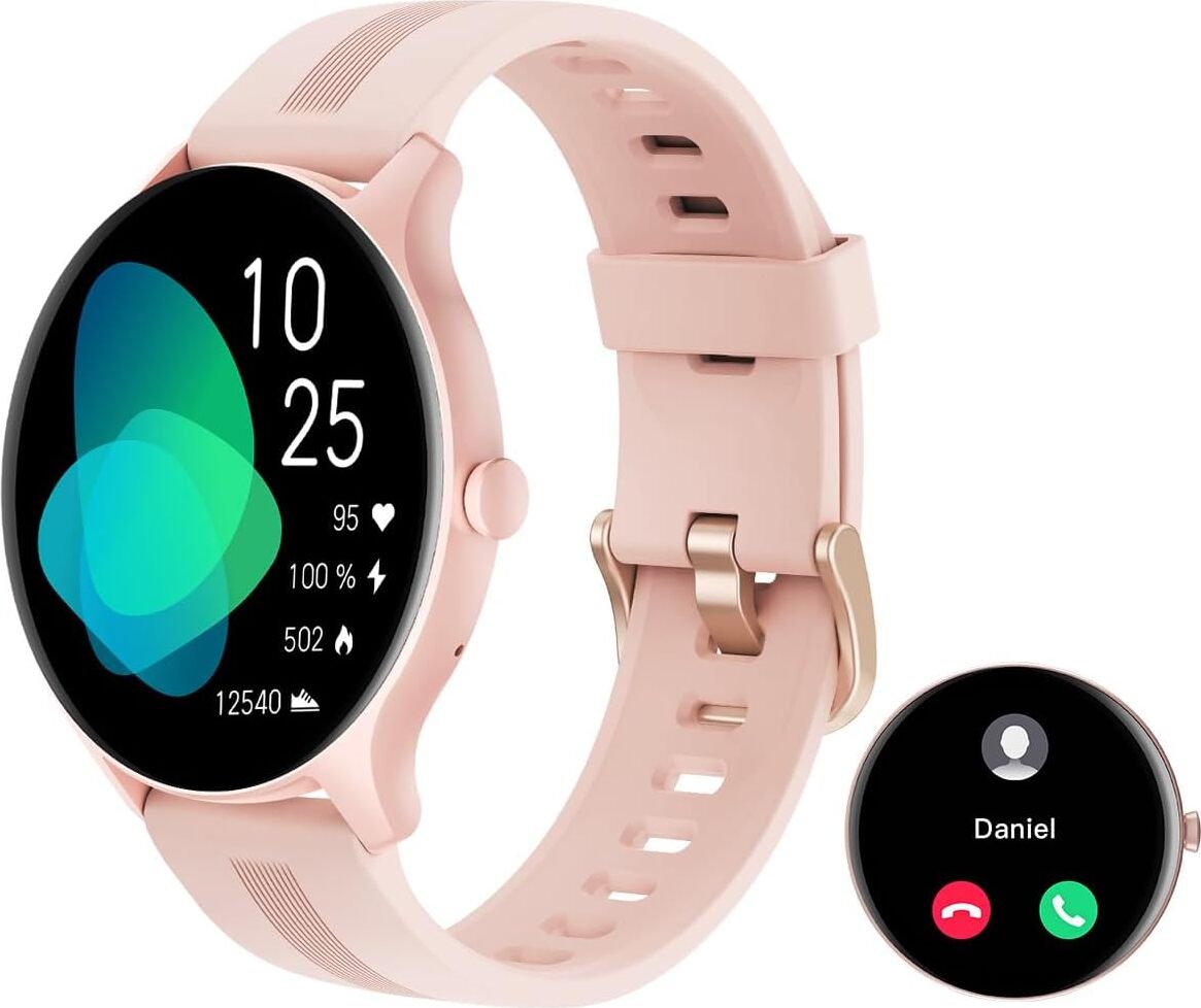 HUAKUA Damen Herren Smartwatch mit Telefonfunktion, mit Bluetooth Anrufe Fitnessuhr mit SpO2-Überwachung Pulsuhr Schlafmonitor Schrittzähler Android IOS