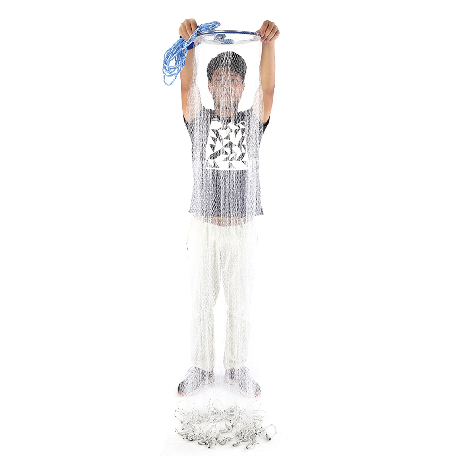 Cocosity Outdoor-Nylon-Monofilament-Fischnetz im amerikanischen Stil, handgeworfen, 4,8 m