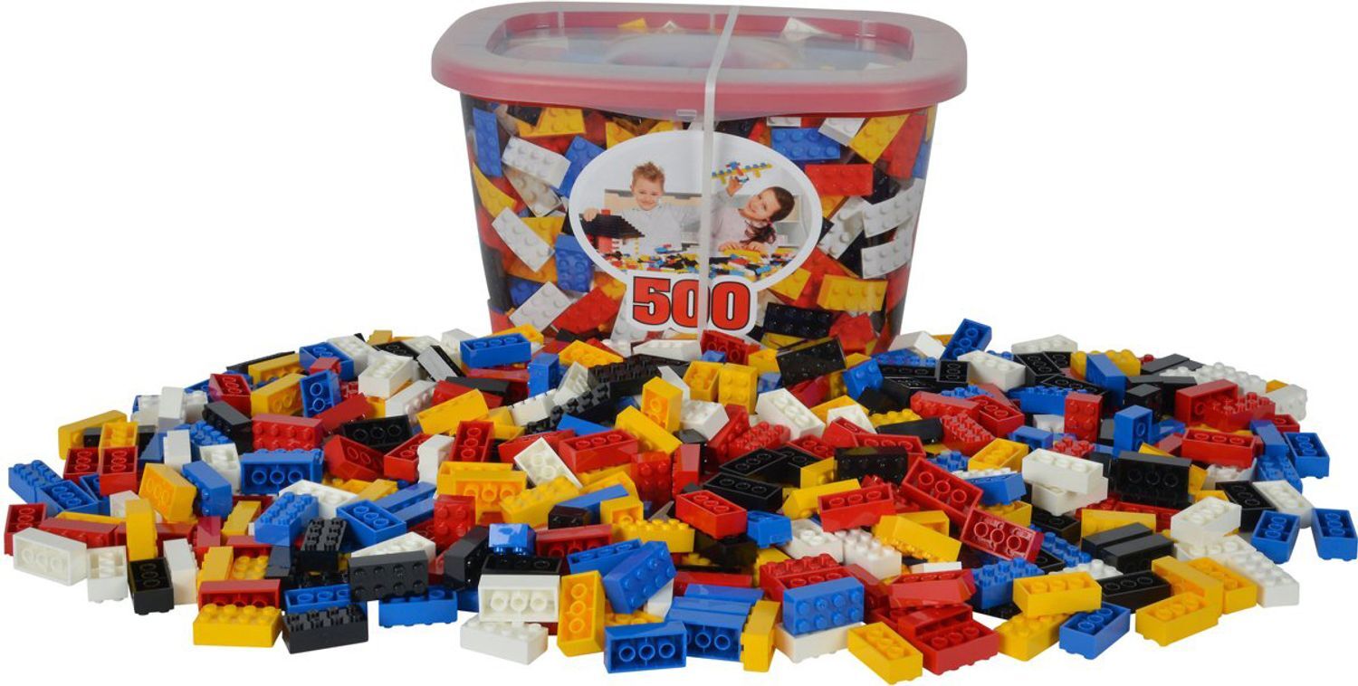 Simba Toys Simba Bausteine Blox 500 im Container Steckbausteine Spielbausteine Set JA-WFV7-UZ7L