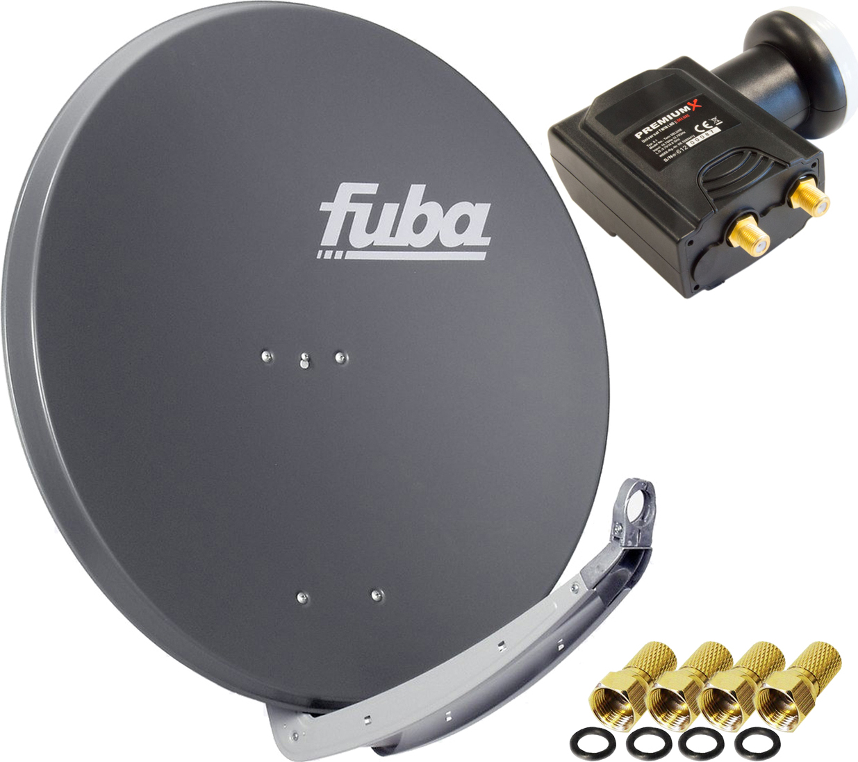 Fuba DAA 850 A Satellitenantenne Aluminium Anthrazit Premium X DELUXE Twin LNB Sat