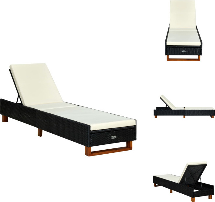 vidaXL Lehátko s vankúšom z polyratanu čierne - Lehátka