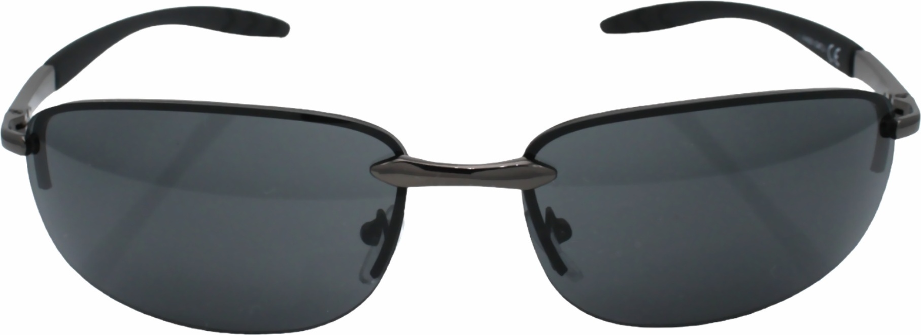 Rennec Sportliche Metall Sonnenbrille Oval Rahmenlose Gläser Schmal Schwarz Getönt Federgelenke Herren Biker Brille Wrap Around R1-Oval-Schwarz-Getönt