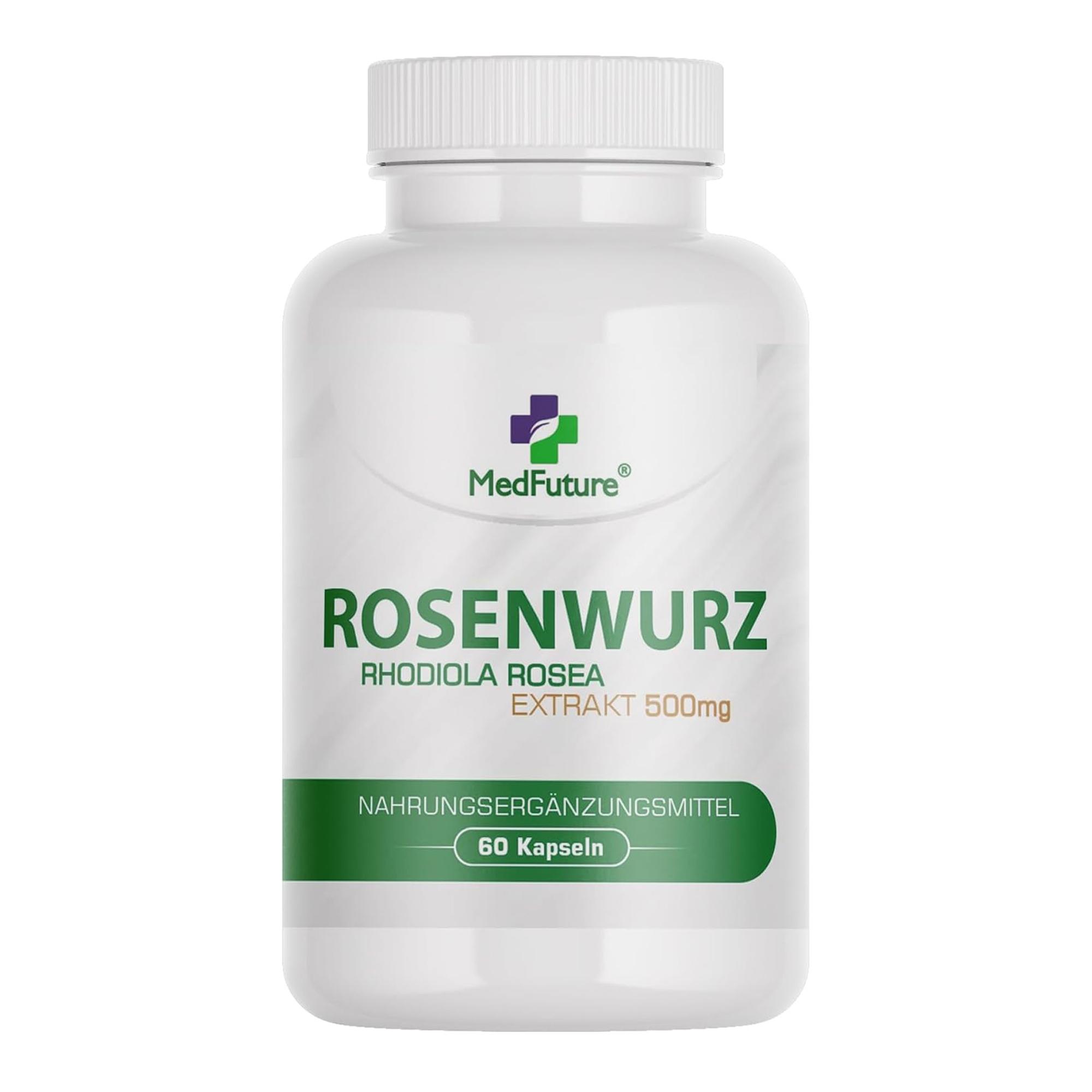 MedFuture Rhodiola rosea 500 mg – Hochdosierter Rosenwurz Extrakt mit 3,12% Rosavine – 60 kapseln – Stressreduktion, Fokus & mentale Leistung