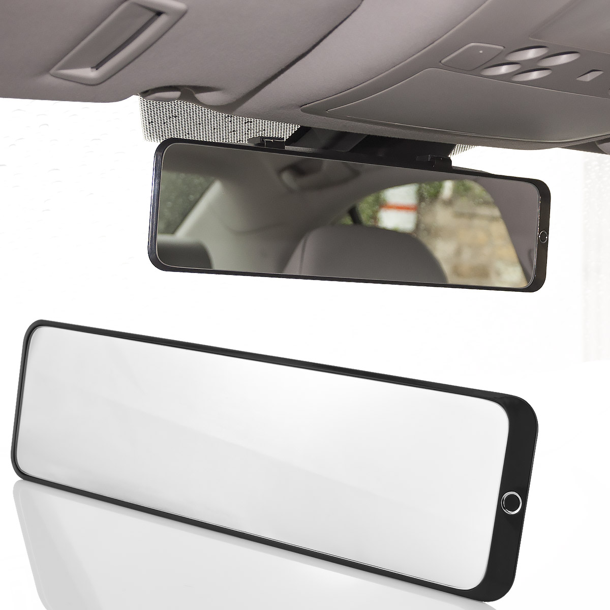 Universal 240mm Länge gekrümmte weiß Panorama Rückspiegel für Auto Glas