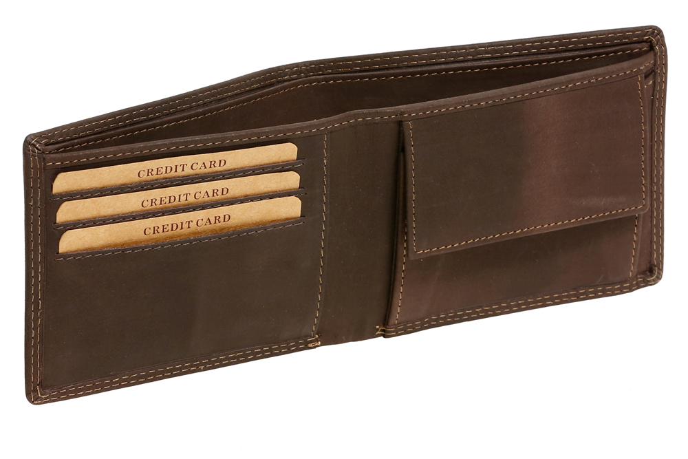 LEAS MCL Geldscheintasche extra dünn im Querformat Vintage-Stil in Echt-Leder, braun - LEAS Basic-Vintage-Collection LEA56-06-2000