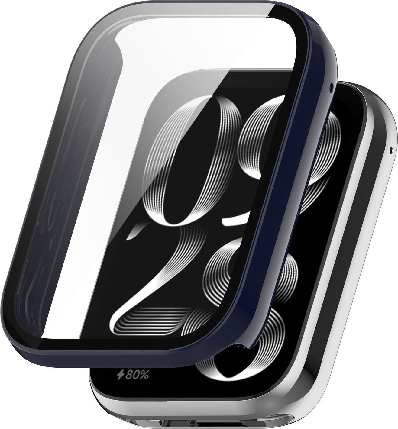 Pre Xiaomi Mi Band 8 Pro Plastové puzdro na hodinky + ochranné sklo H9 Blue