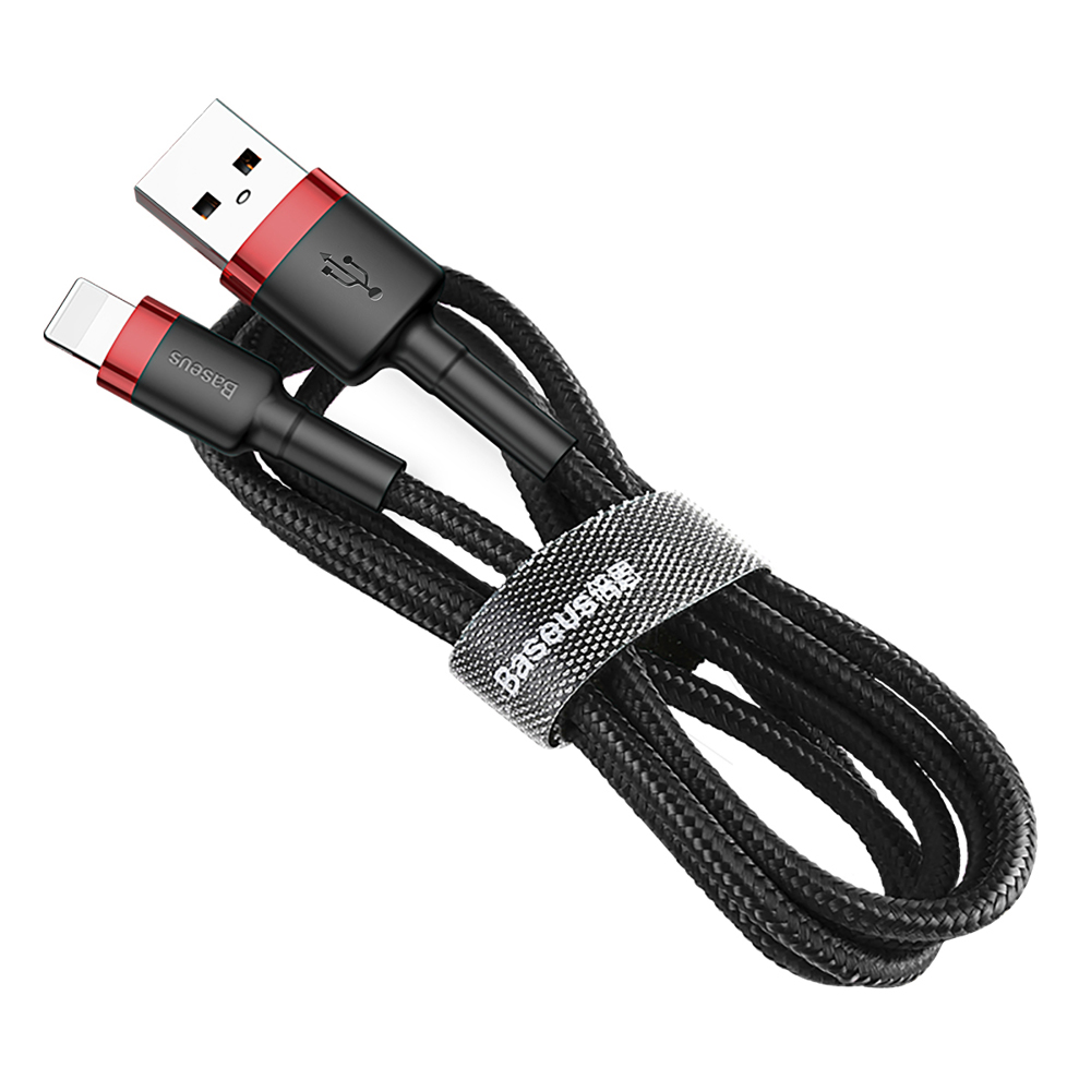 Baseus Cafule Kabel strapazierfhiges Nylonkabel USB / Lightning QC3.0 2.4A 1M schwarz-rot (CALKLF-B19) E-242