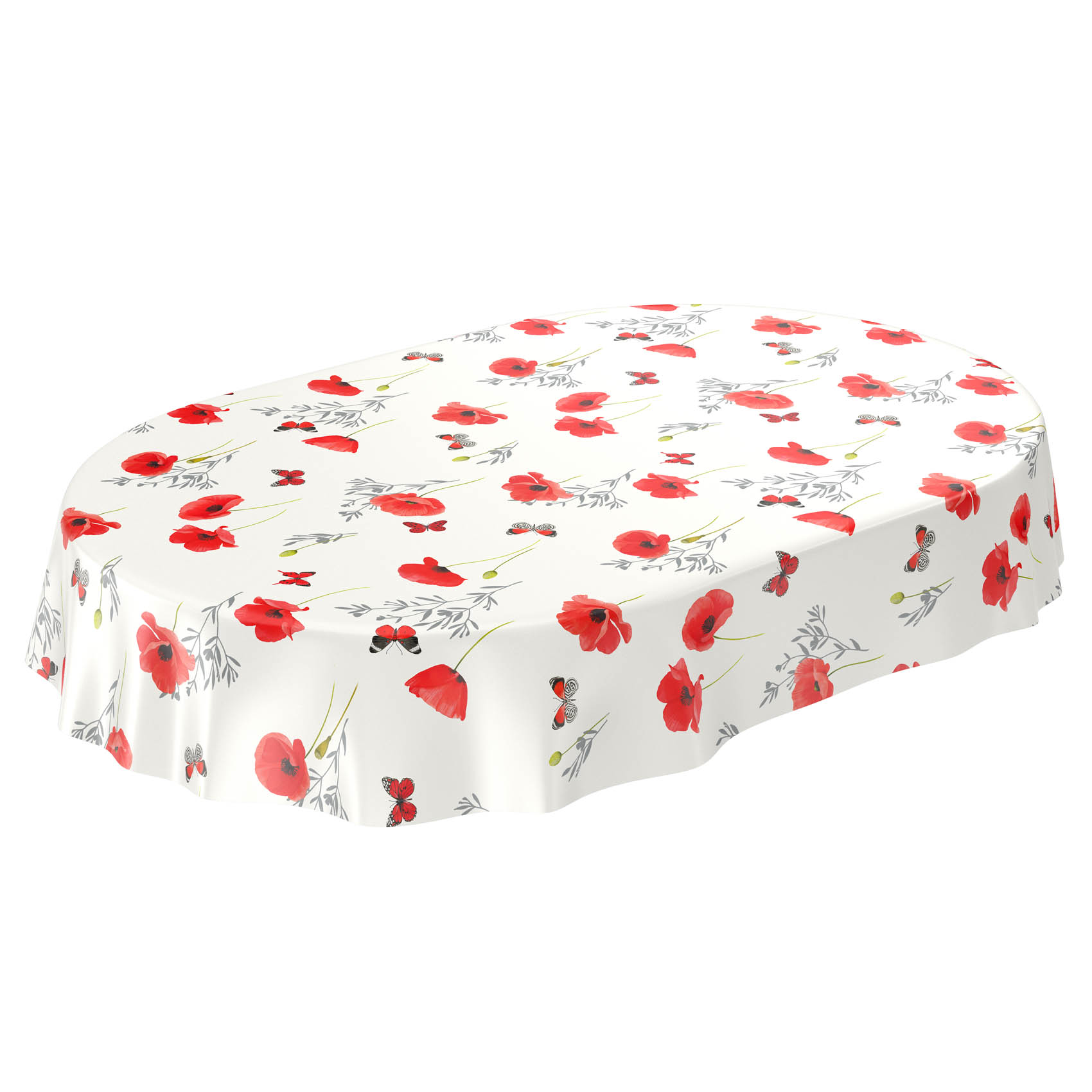 Wachstuch Tischdecke – Mohnblumen & Sonnenblumen Design | Rutschfest, Waschbar, Mit Fleece