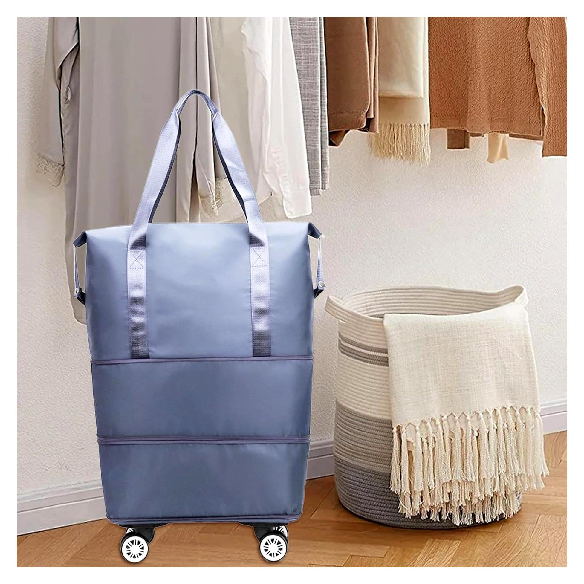 Markenlos Schultertasche mit Griff und Rollen, Reisetasche für Unterbringung, Organizer mit Kleiderfach für Reisen, Camping und Wochenendausflüge