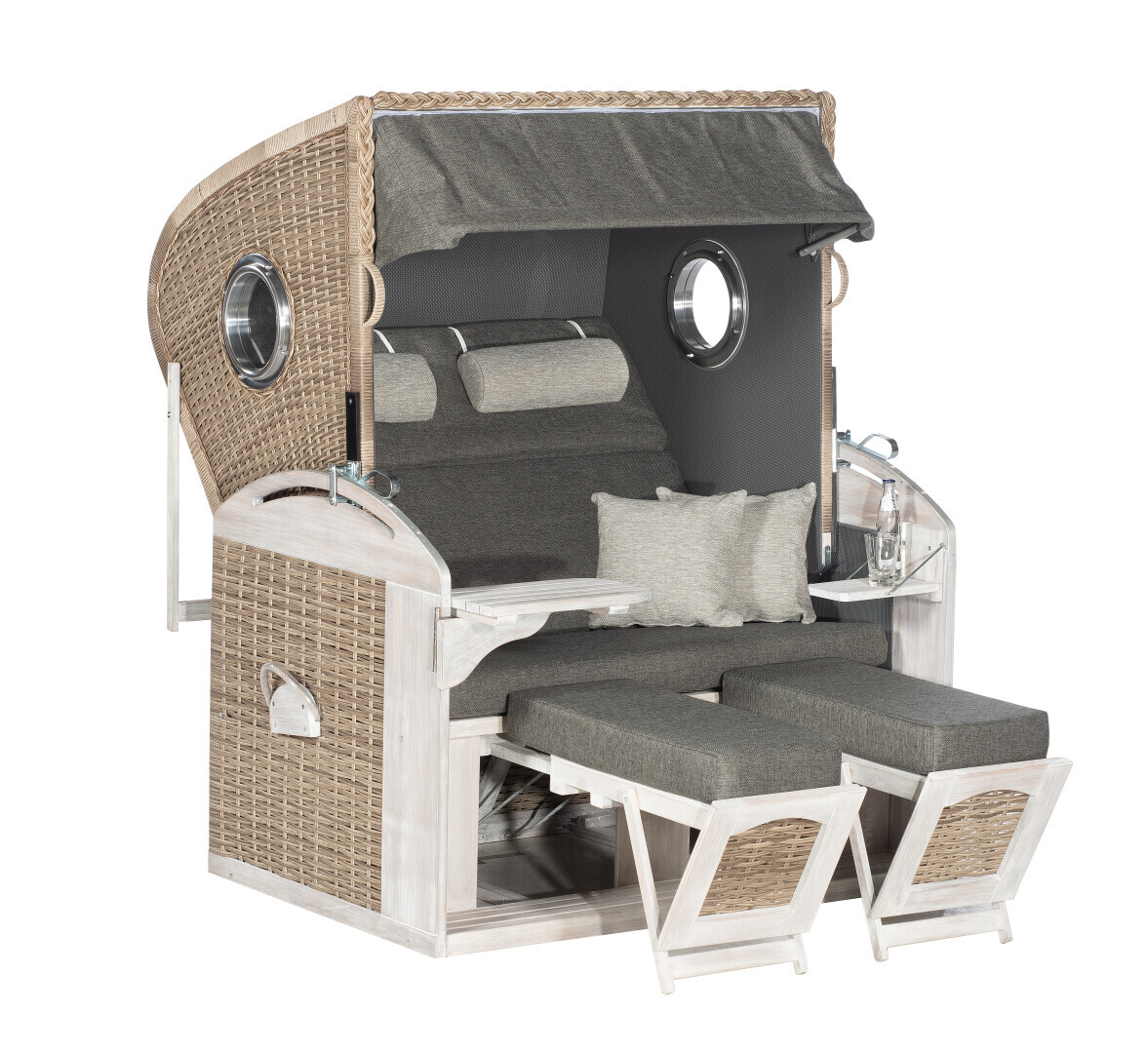 Sonnenpartner Rustikal 305 Z Comfort XL 2-Sitzer Strandkorb Liegemodell vintage-oak 70883114-12491
