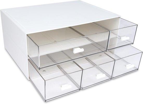 Famanu Büro-Organizer mit 5 Schubladen und 2 Ebenen - Stapelbare Aufbewahrungsbox für Büro- und Haushaltsbedarf SHSHOP