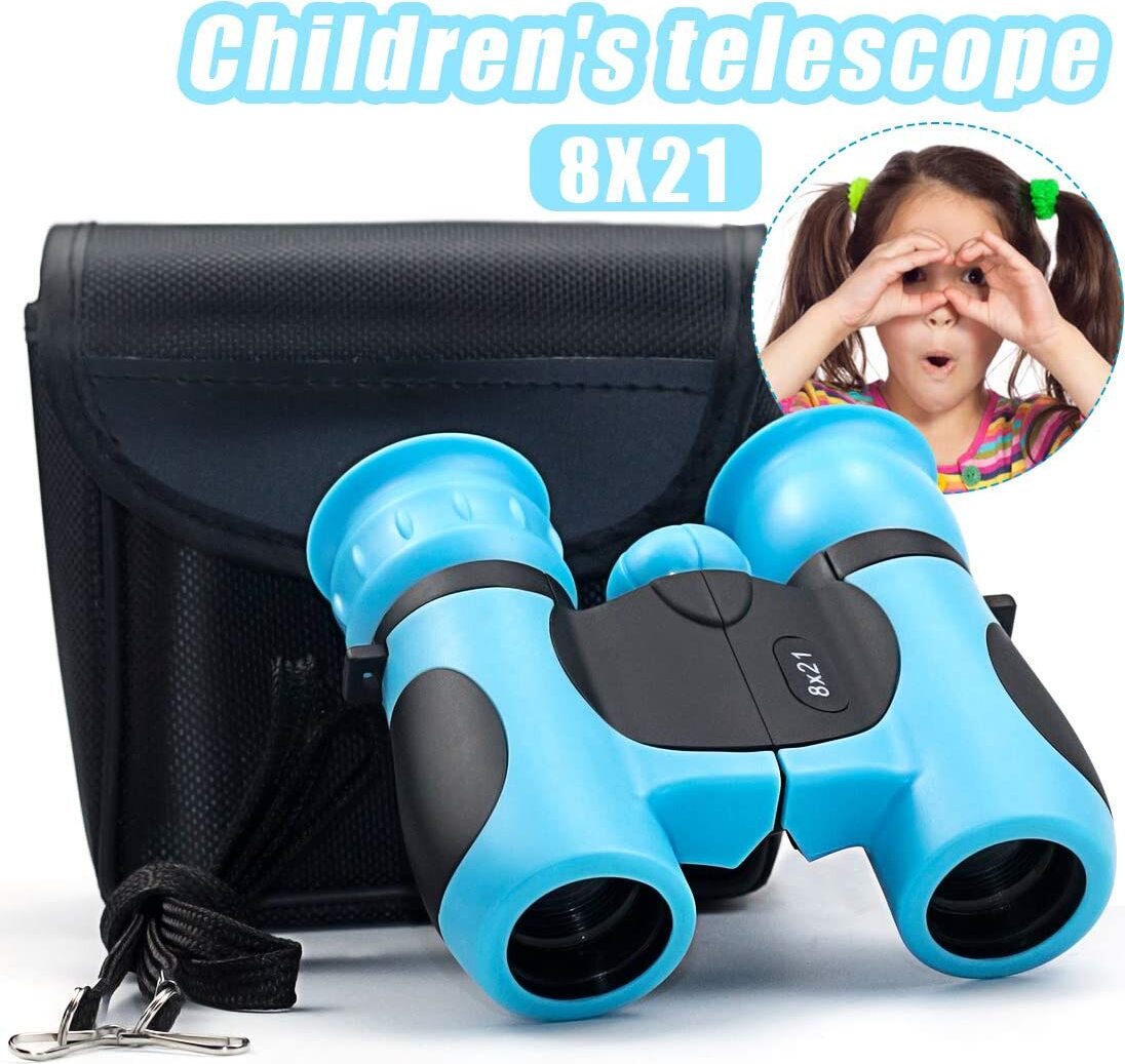 OD19 Fernglas für Kinder, Feldstecher Kinder Kinderfernglas Rosa Ferngläser Leichtes Kinder Fernglas Set als Geschenk für Mädchen Zum Beobachten von Tieren, Landschaften und Sternen, Blau OD311-JM1-0609