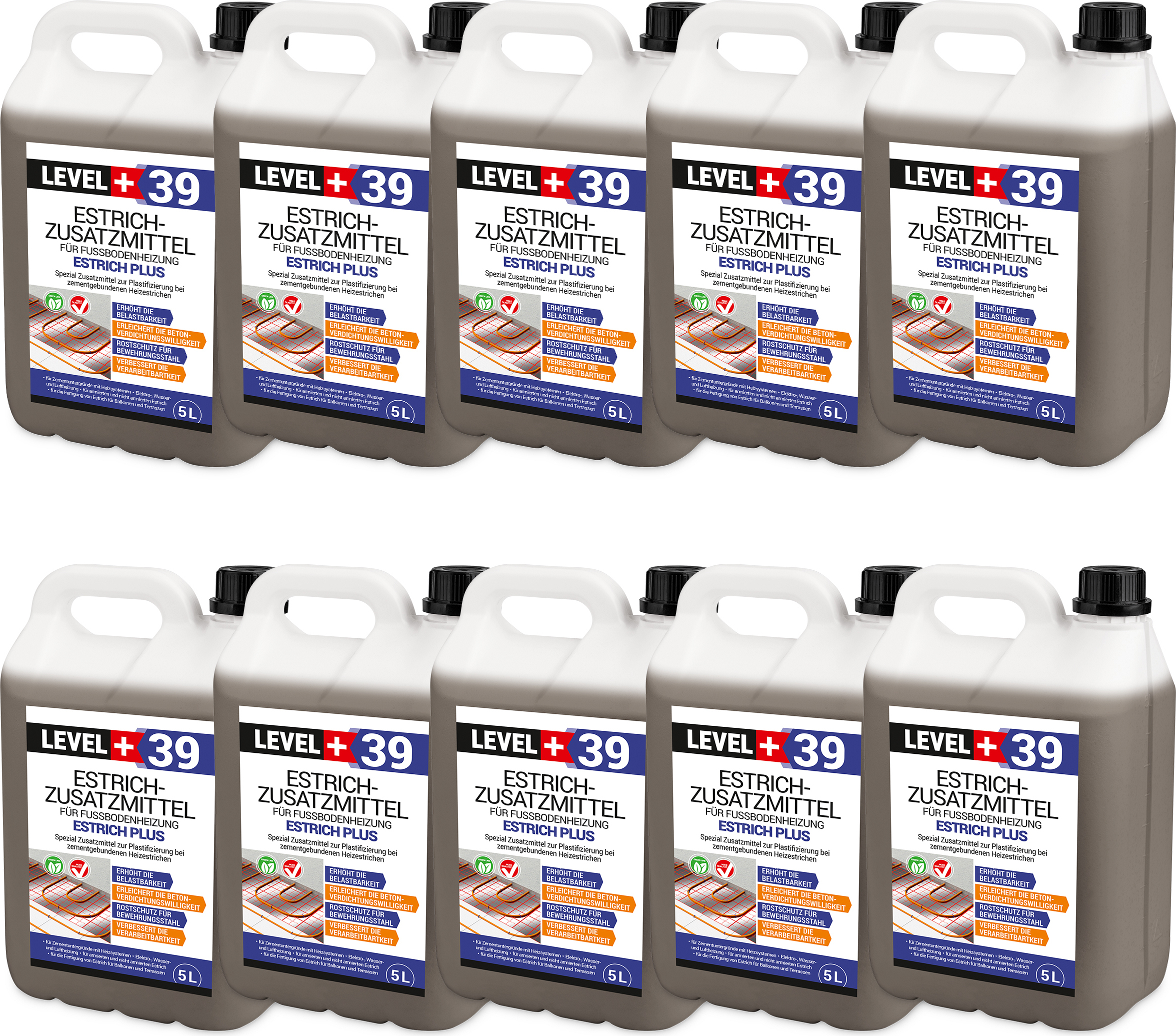Hangato GmbH Estrichzusatzmittel 50L Fussbodenheizung Heizestrich - Zementestrich Profi L+39 RM39_5_10