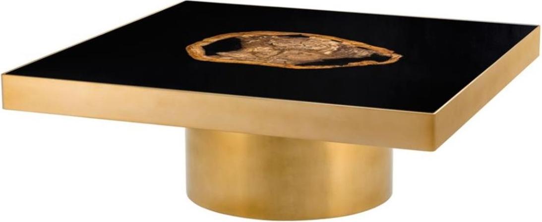 Demotex GmbH Casa Padrino Designer Couchtisch mit eingearbeitetem versteinertem Holz - Limited Edition