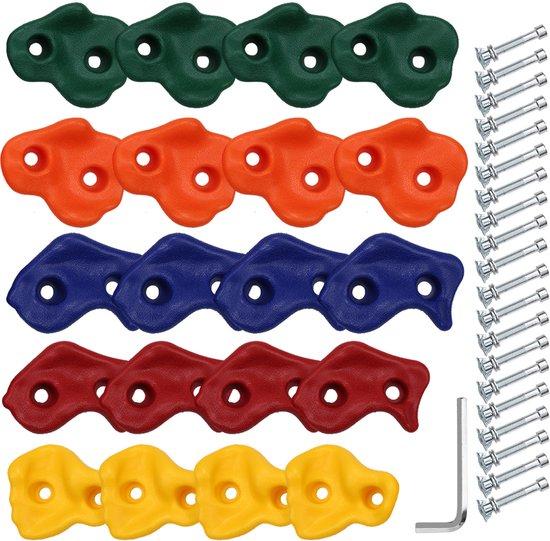 OEM Kinderklimgrepen Set Multicolor 30 Stuks - belastbaar tot 200 kg - inklusive Bezugsmaterial - Kinderkletterwandhaken für draussen 2026