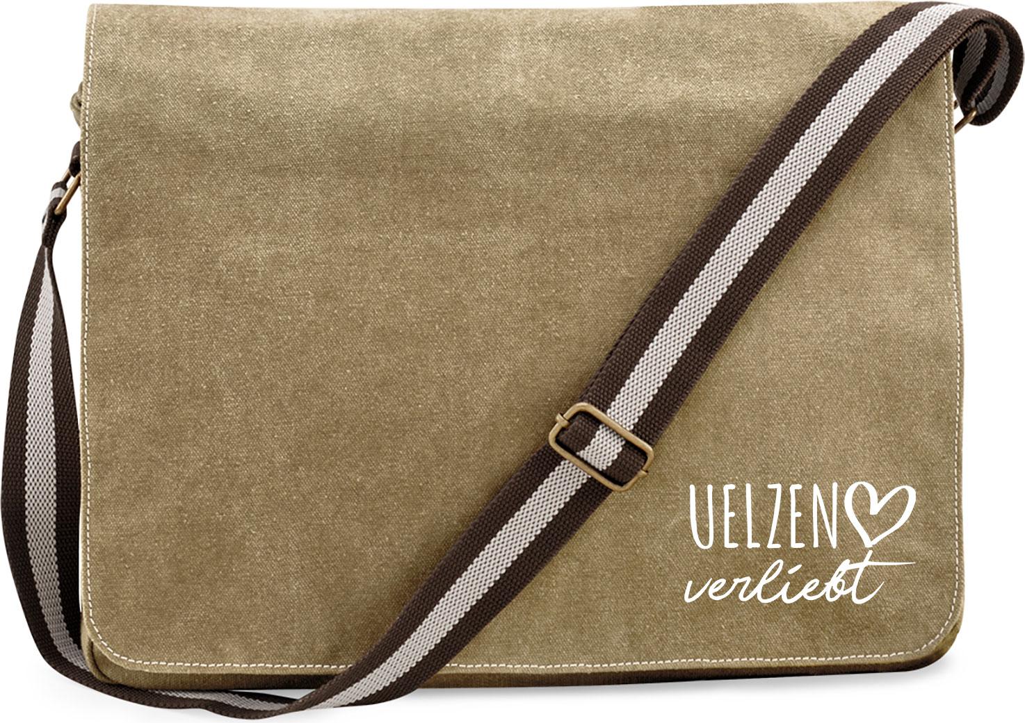 Hellweg Druckerei Huuraa Umhängetasche Uelzen verliebt Geschenk 14 Liter Sahara Canvas Uelzen Geschenkidee 5427CUT-SAH