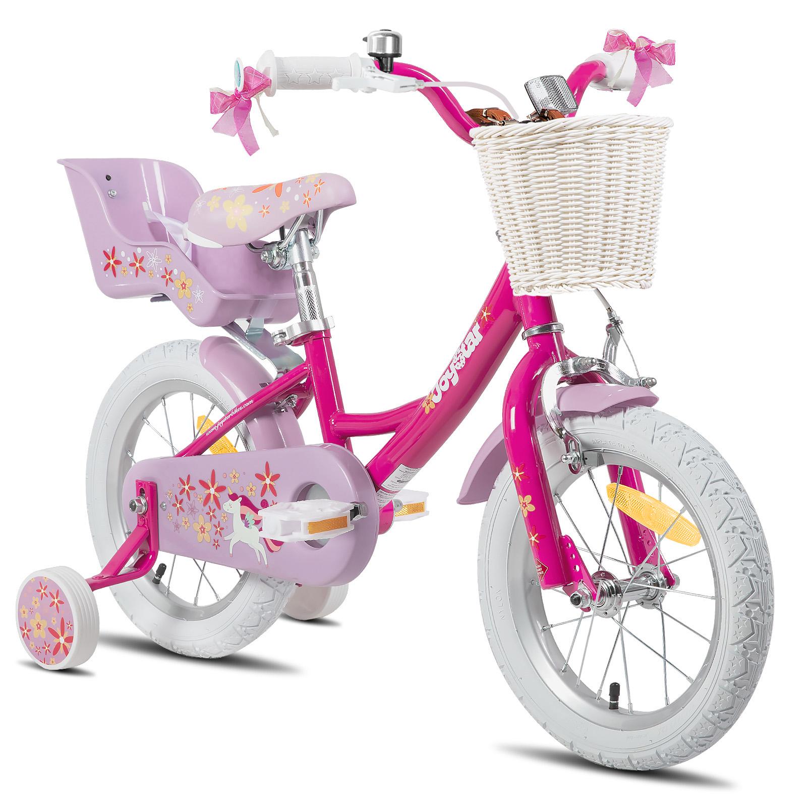 HILAND Daisy Vélo Enfant 14 Ou 16 Pouces – Cadre Acier, Panier, Roues Stabilisatrices, Frein à Main Et Rétropédalage – Dès 3 Ans
