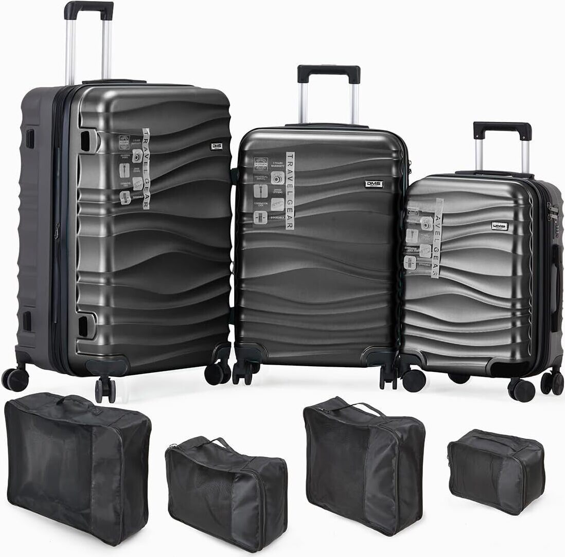 DMS® 7tlg Hartschalenkofferset Koffer Reisekoffer Trolley ABS-Hartschale