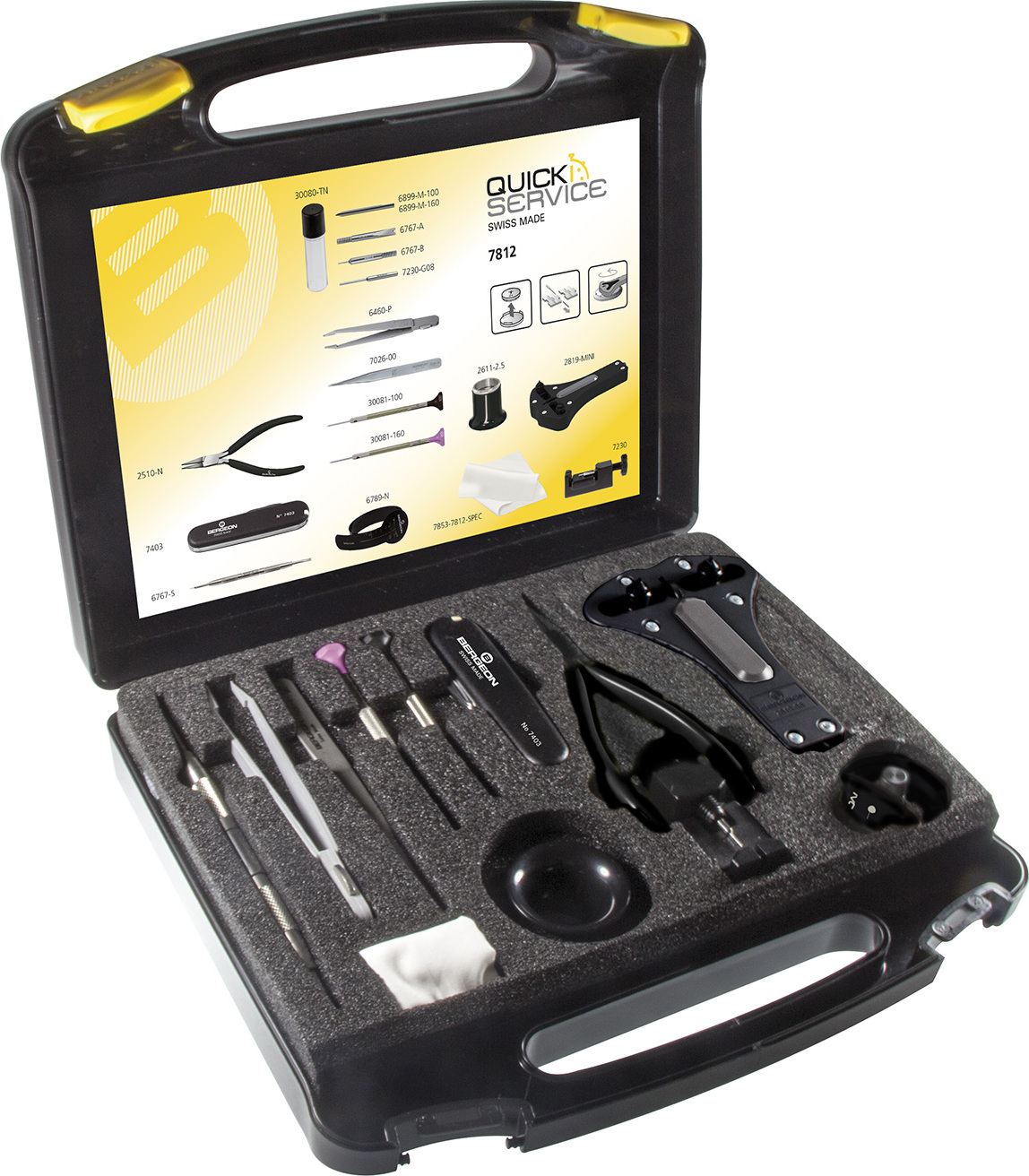 Bergeon 7812 Uhrenwerkzeug-Set, QUICK SERVICE, 18-teilig, swiss made