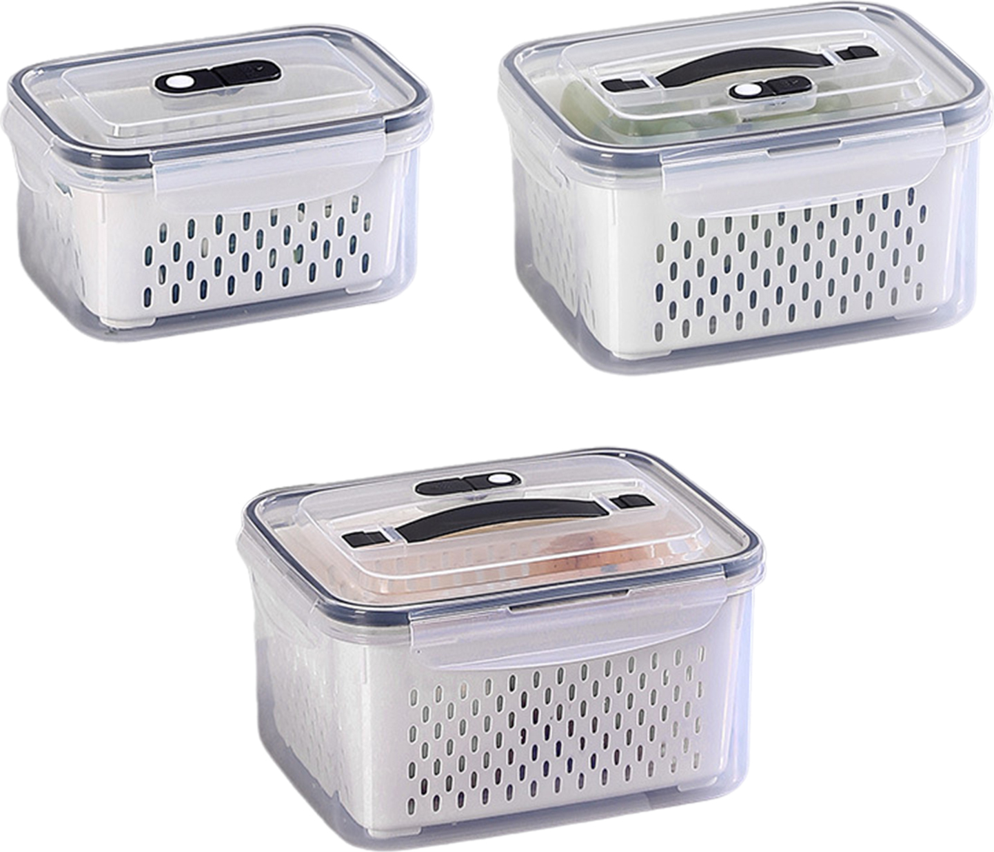 Bremen 800ML/1700ML/3150ML Obst Lagerung Box Doppel-Layered Obst Lagerung Container mit Herausnehmbaren Sieben für Hause 4039208