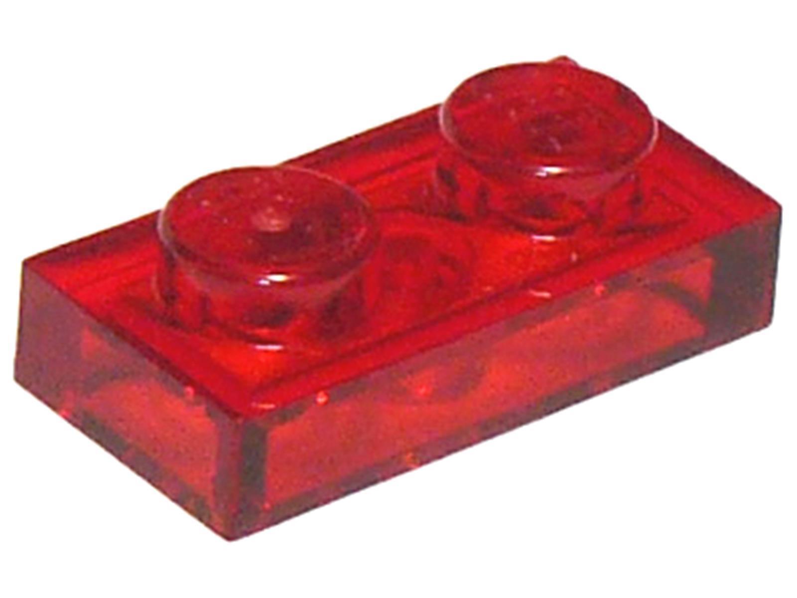 Lego® 50x 1x2 dosky 3023 - Doska Trans - červená - Trans-Red