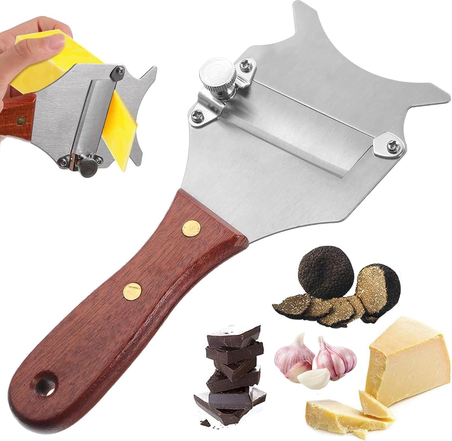 Markenlos Trüffelschneider - vielseitiges Küchengerät - rostfreier Stahl und Holz