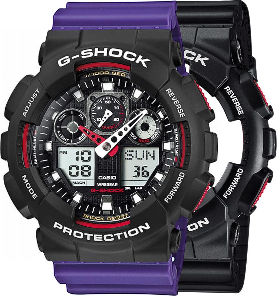 Hodinky Casio G-Shock SET GA-100-1A4ER + BEZEL 10508136 + BAND 10498156 20BAR