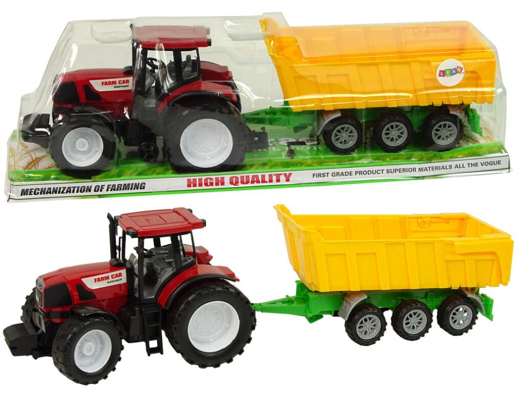 Lean Toys Traktor Roter Kipper Gelber Traktor 50 cm