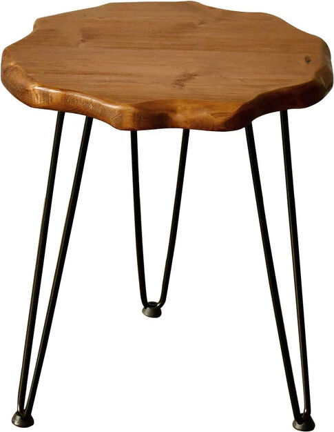 Spetebo Holz Beistelltisch Kiefer massiv 45 cm - rund - Blumen Couch Sofa Tisch handgefertigt natürliche Tischkante