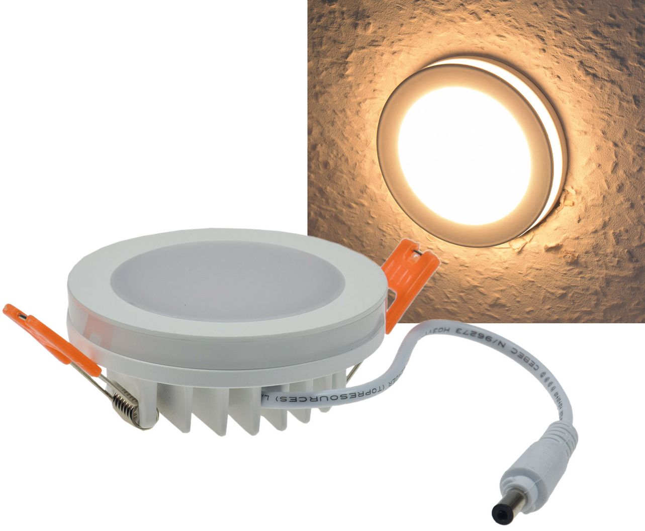Chilitec LED Einbaustrahler mit Leuchtkranz 6W, warmweiß, 450lm, IP44, weiß 22494