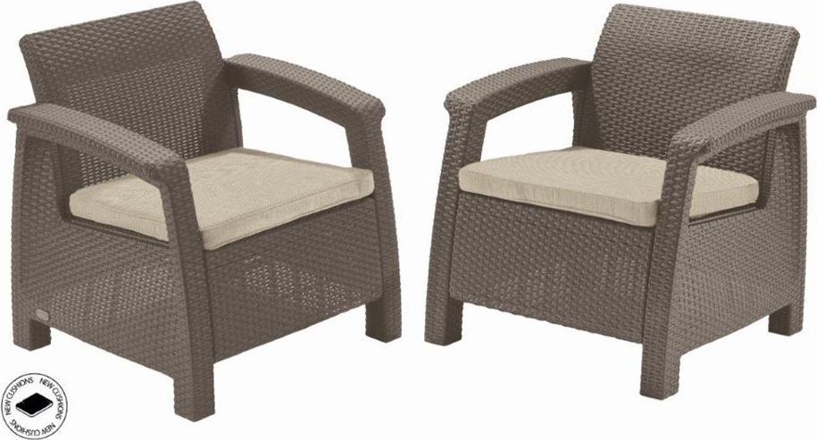 Gartenmöbel Keter Corfu duo Satz von zwei Cappuccino Sesseln