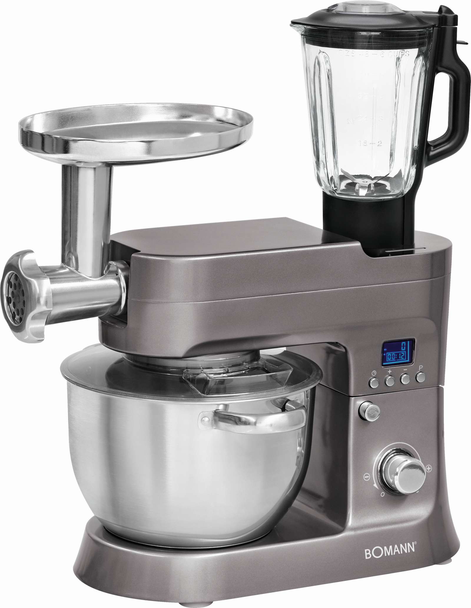 Bomann Knetmaschine KM 1395 CB titan, Fleischwolf, Pastafunktion, 1500 W 613951