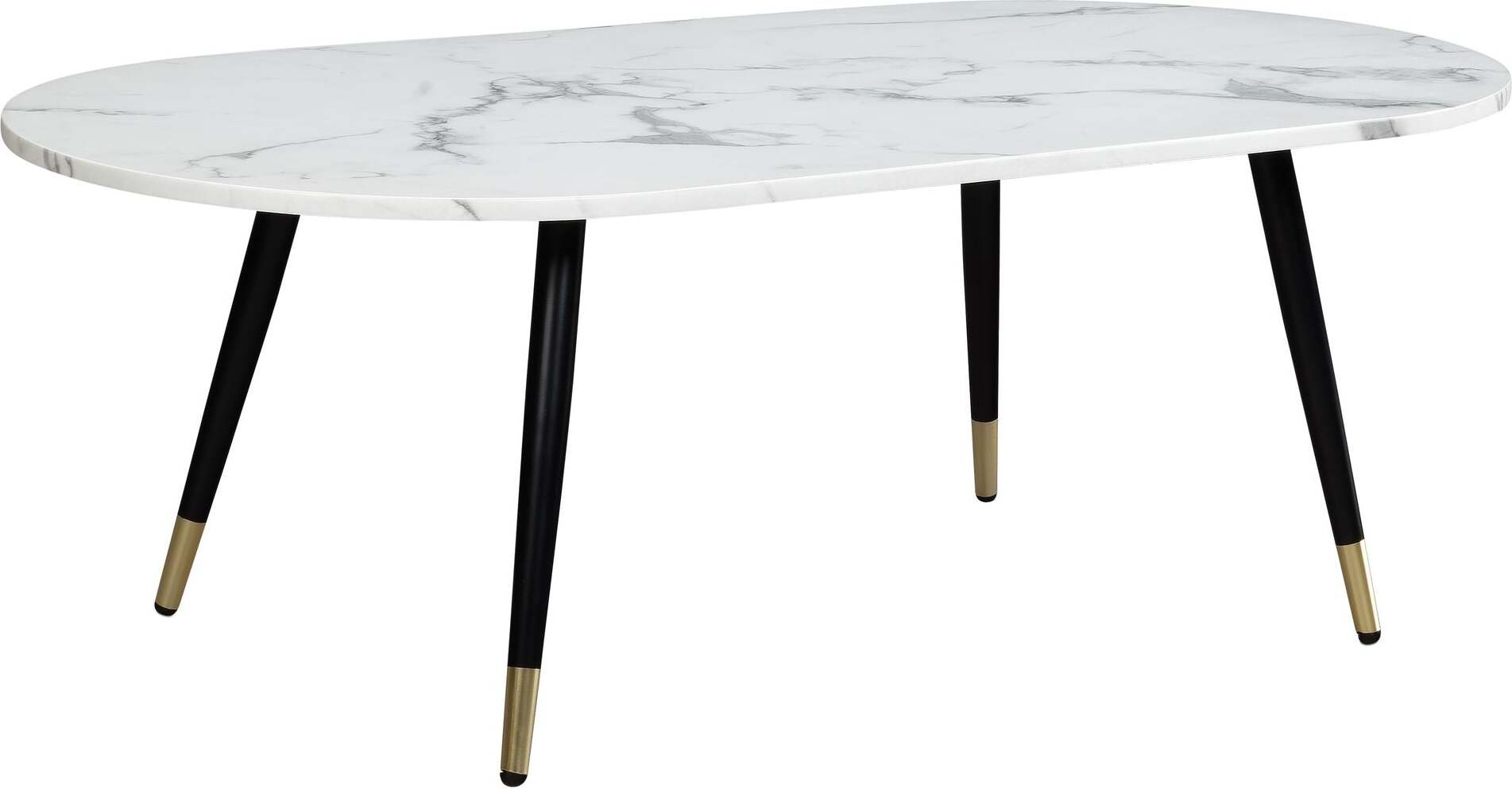 Markenlos Ovale Banktafel - Moderne Salontafel - Woonkamertafel - Marmerlook - 120 cm x 60 cm x 41,5 cm