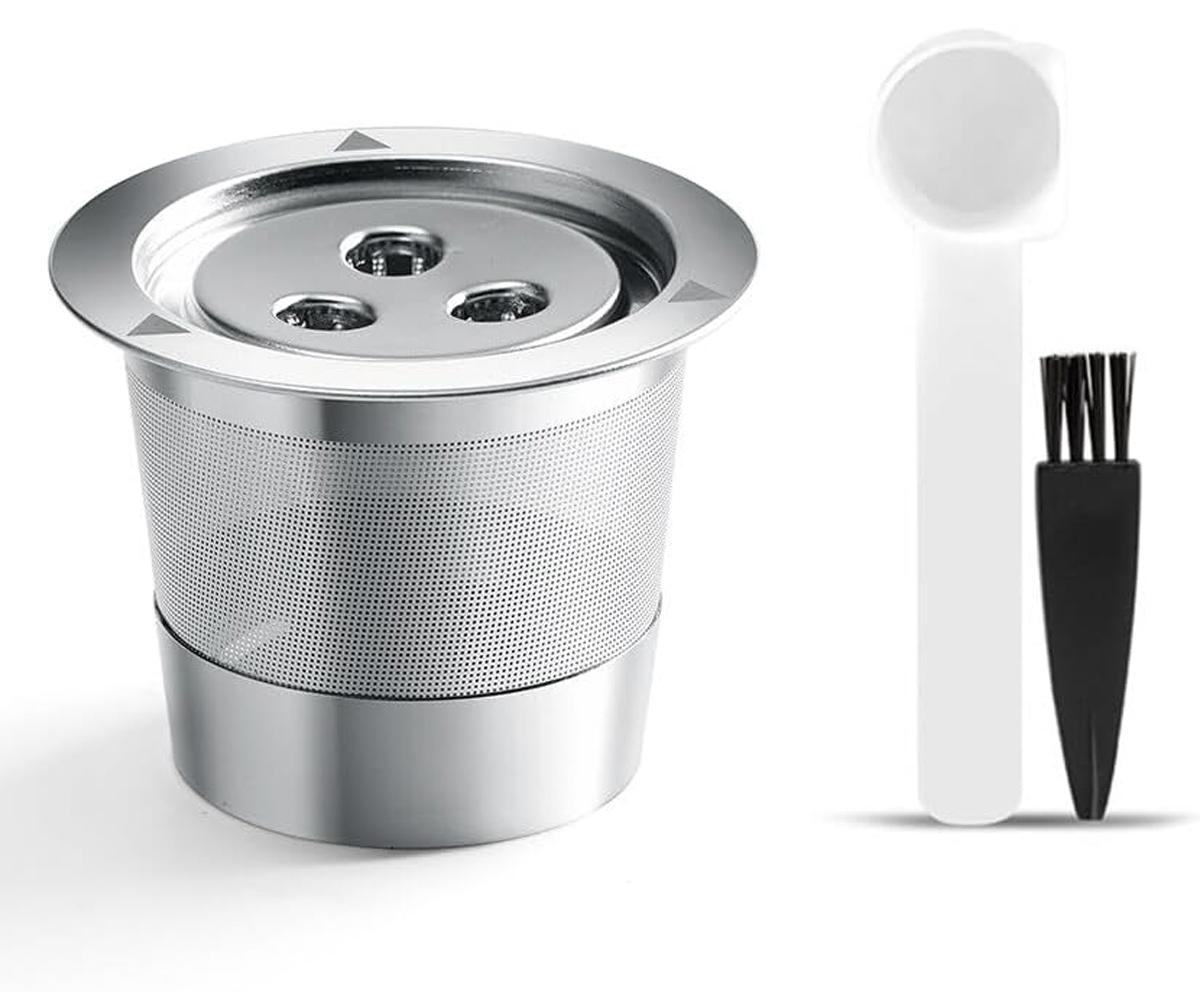Fokelyi Wiederverwendbare Kaffeefilterbecher, nachfüllbare Kaffeefilterbecher, Kaffeefilter, wiederverwendbare Kaffeepads aus Edelstahlgewebe, wiederverwendbarer Kaffeefilter mit 3 Löchern KAU-ED-LYS-PH-20260306-48