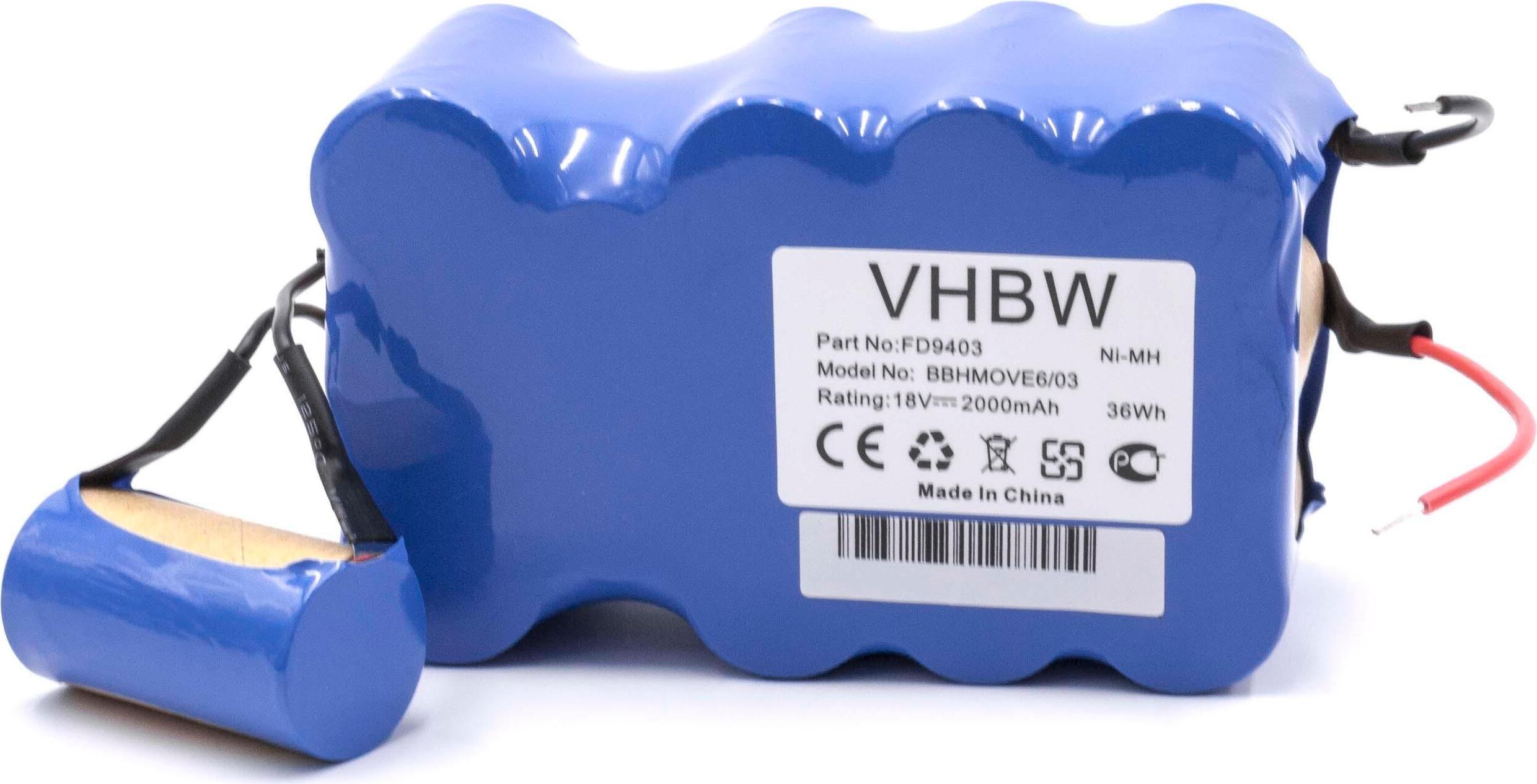 vhbw Akku kompatibel mit Bosch BBHMOVE5/02, BBHMove6, BBHMOVE4N/01, BBHMOVE5/04, BBHMOVE5/03, BBHMOVE5N/01 Staubsauger (2000 mAh, 18 V, NiMH) 148527367-1