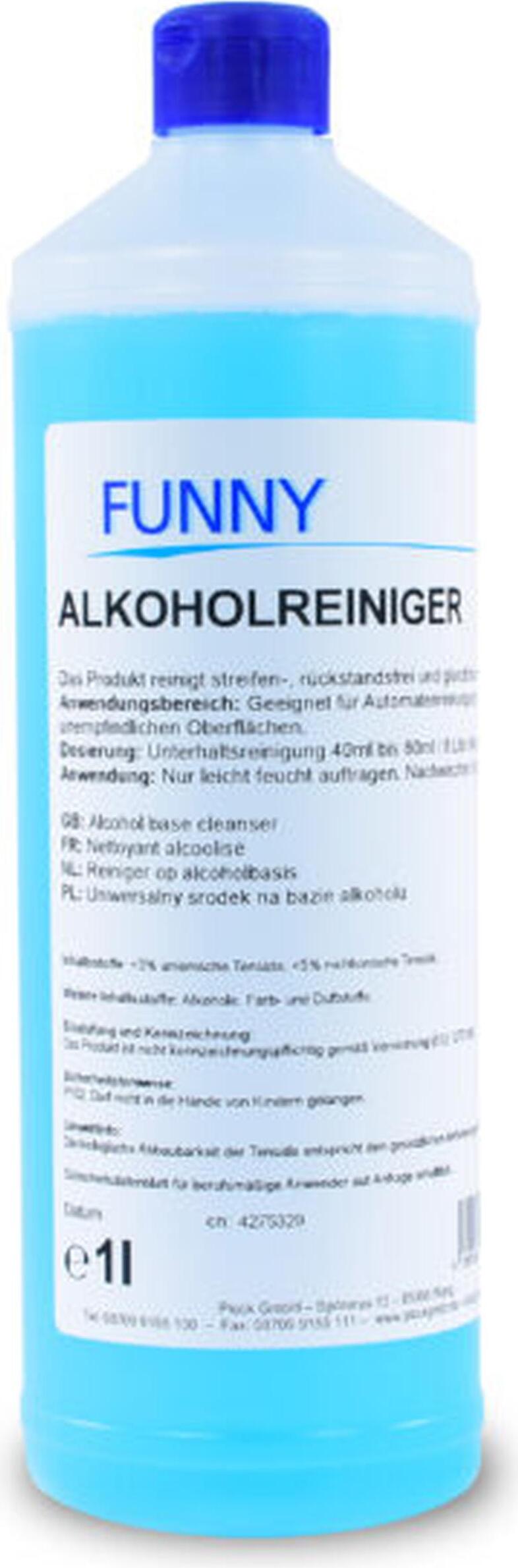 Plock Alkoholreiniger Funny - 12 x 1 L Rundflasche - Konzentrat - Allesreiniger