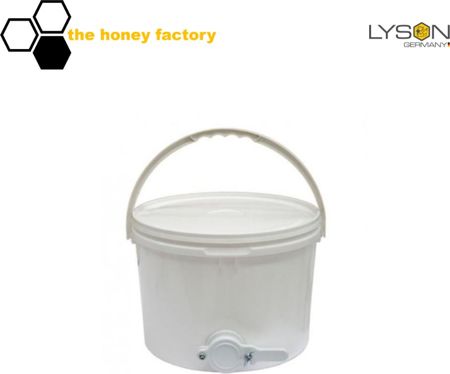 the honey factory Abfüll-Eimer 12,5KG mit Quetschhahn und Griff Weiß Imkerei Honigeimer Abfüller