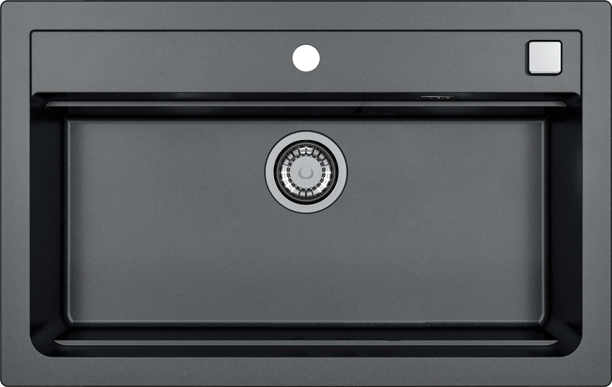 Alveus Atrox 40 Küchenspüle, Verbundwerkstoff, 790 x 500 x 200 mm, inklusive Pop-up-Ablauf, Schwarz
