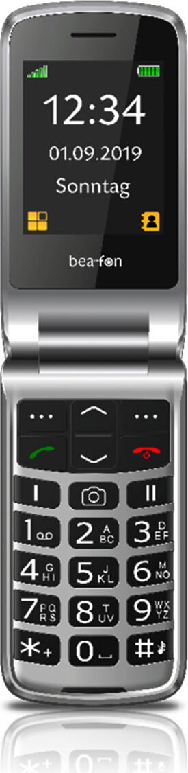 Bea-fon SL495 LTE, mušľa, jedna SIM karta, 6,1 cm (2,4"), Bluetooth, 800 mAh, čierna, strieborná