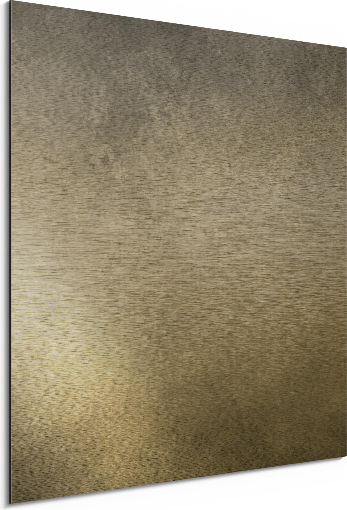 DEQORI Alu-Dibond Bild Gold 50x50 cm 'Leere Schultafel' Wandbild Metall dünn Design AD-50-50-G-1951-UV