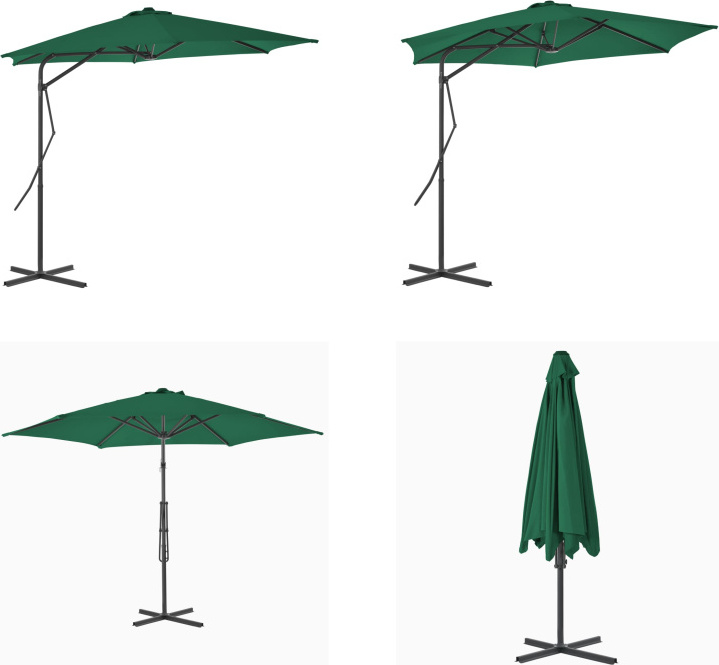 vidaXL Sonnenschirm mit Stahl Mast 300 cm Grün - Sonnenschirm - Sonnenschirme - Sonnen Schirm - Sonnen Schirme HL44885